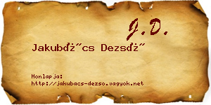 Jakubács Dezső névjegykártya